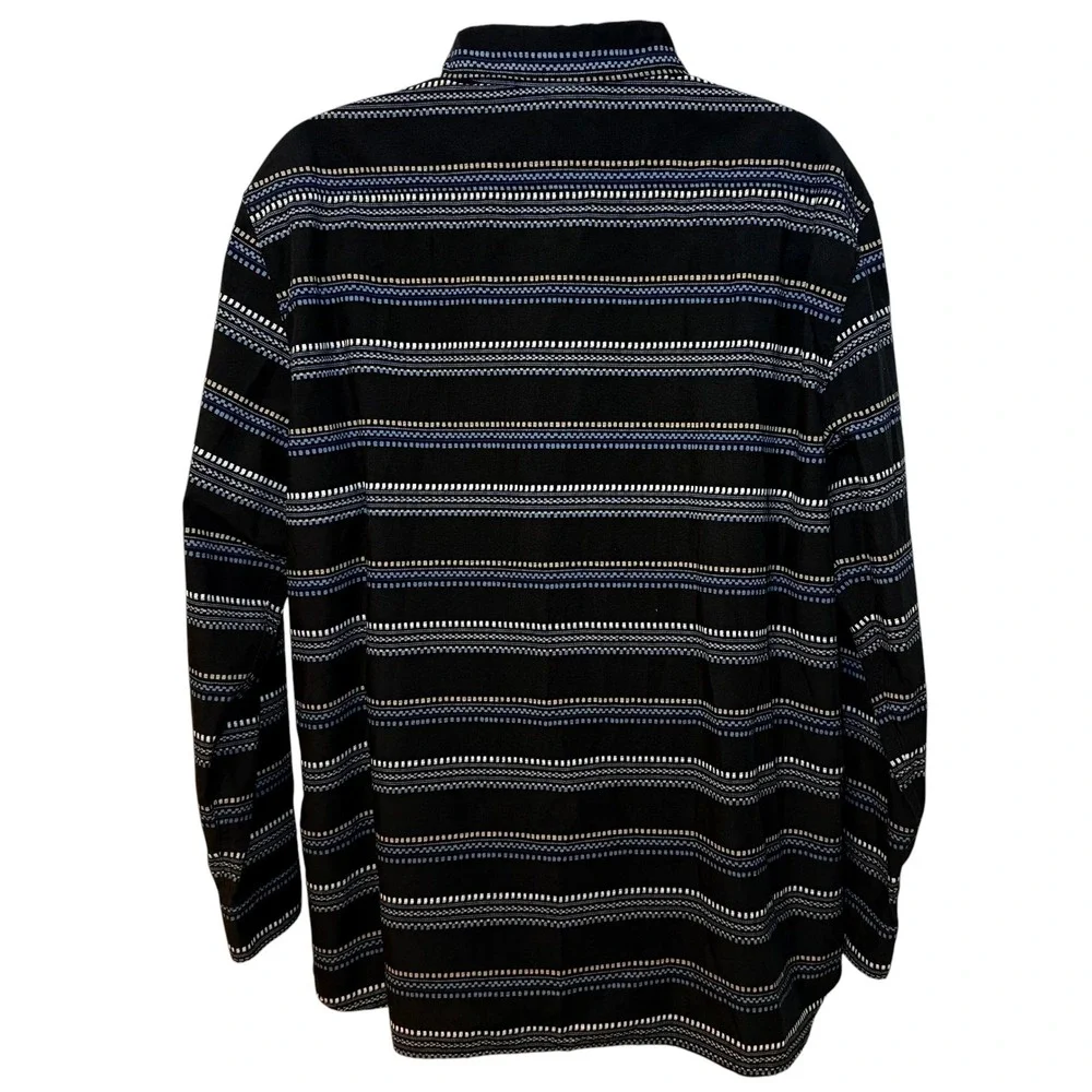 The North Face Mens XXL Black Geometric Striped Long Sleeve Button Down Shirt